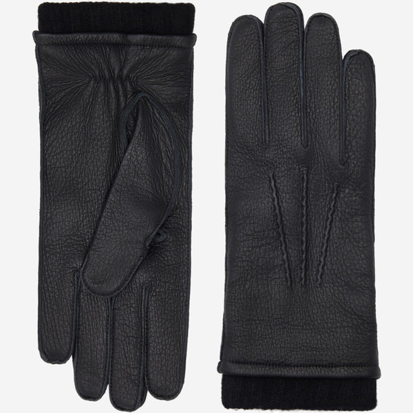 Vittoria (black) - Italian gloves made of American deerskin leather with cashmere lining