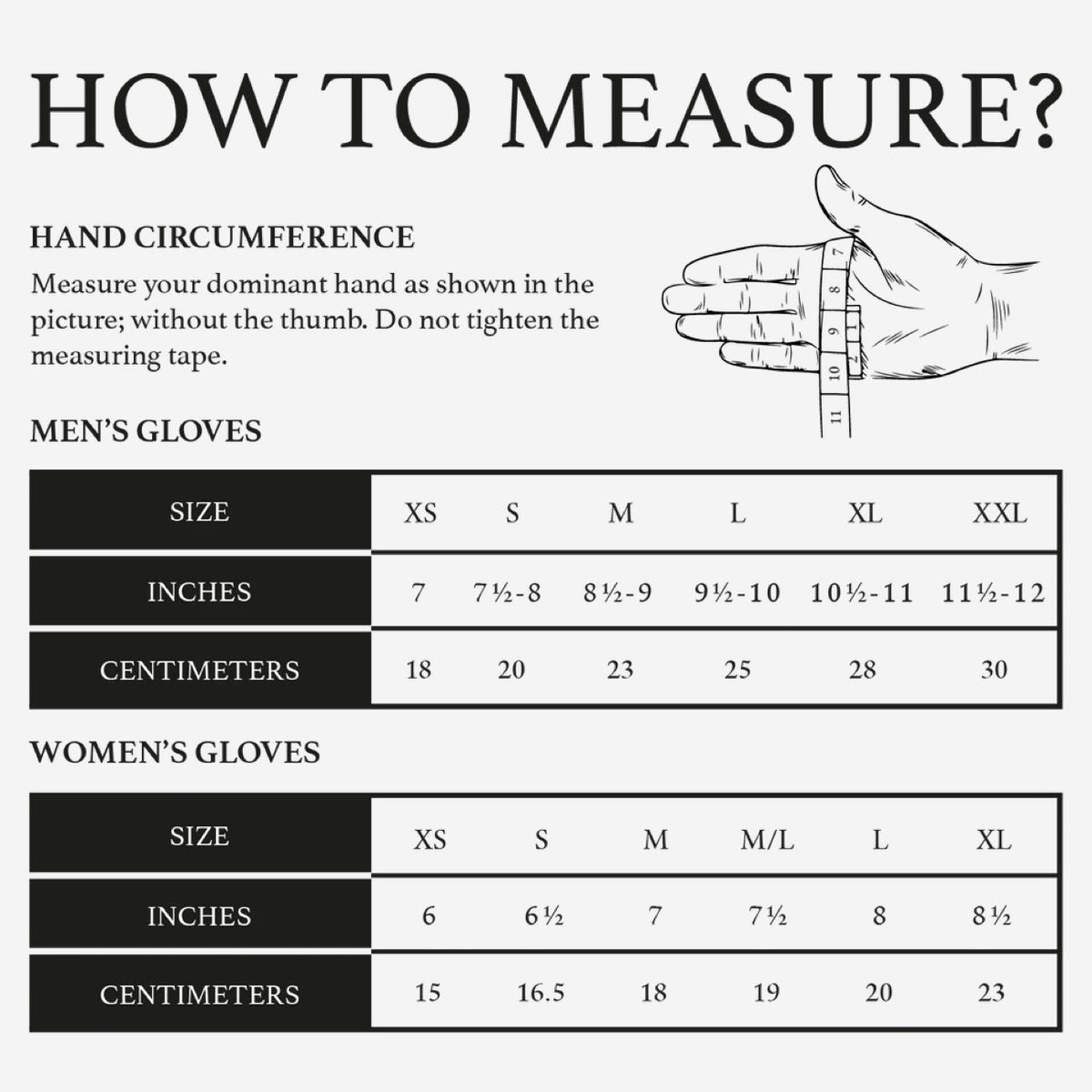 Ralph lauren gloves size chart hotsell