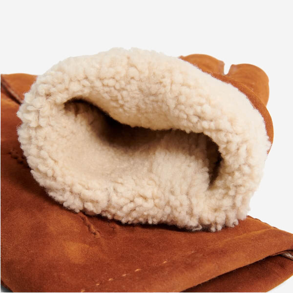 Tommaso - Italian suede leather gloves with luxurious natural sheep fur lining