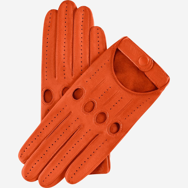 Alessa (orange) - classic Italian lambskin leather driving gloves