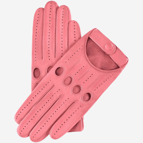 Alessa (pink) - classic Italian lambskin leather driving gloves