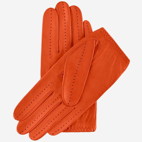 Alessa (orange) - classic Italian lambskin leather driving gloves