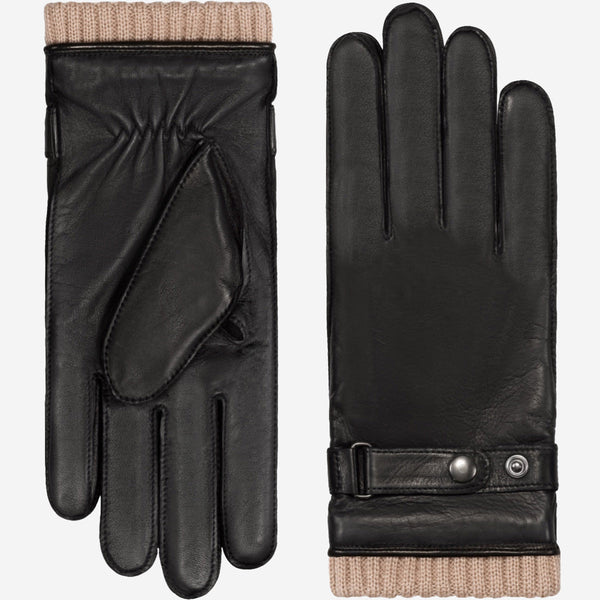 Alonzo (black) - Italian lambskin leather gloves with cashmere lining & touchscreen feature