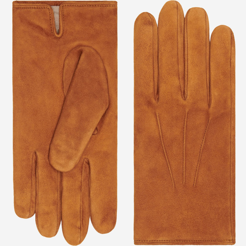 Angelo (cognac) - suede leather gloves with luxurious cashmere lining