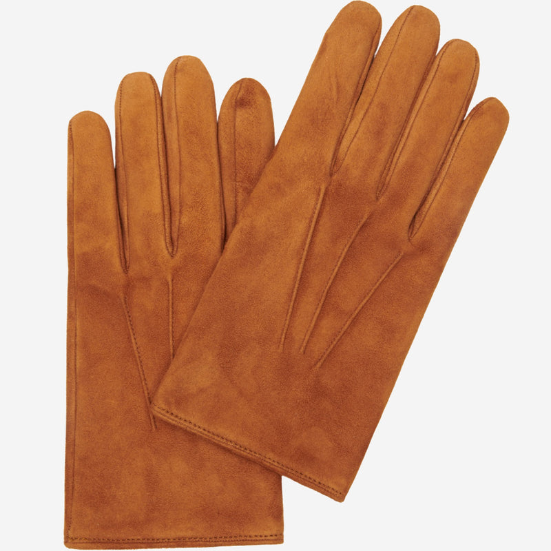 Angelo (cognac) - suede leather gloves with luxurious cashmere lining