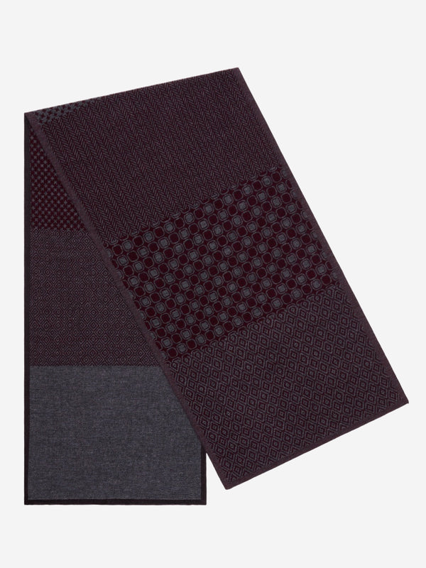 Bruno (grey/red) - warm and soft Italian scarf from wool blend