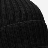 Milano (black) - 100% cashmere ribbed beanie (unisex)