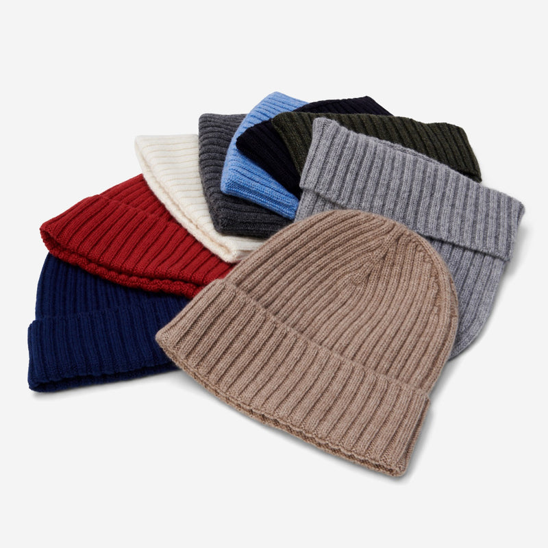 Milano (light blue) - 100% cashmere ribbed beanie (unisex)