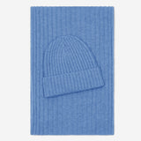 Milano (light blue) - 100% cashmere ribbed beanie (unisex)