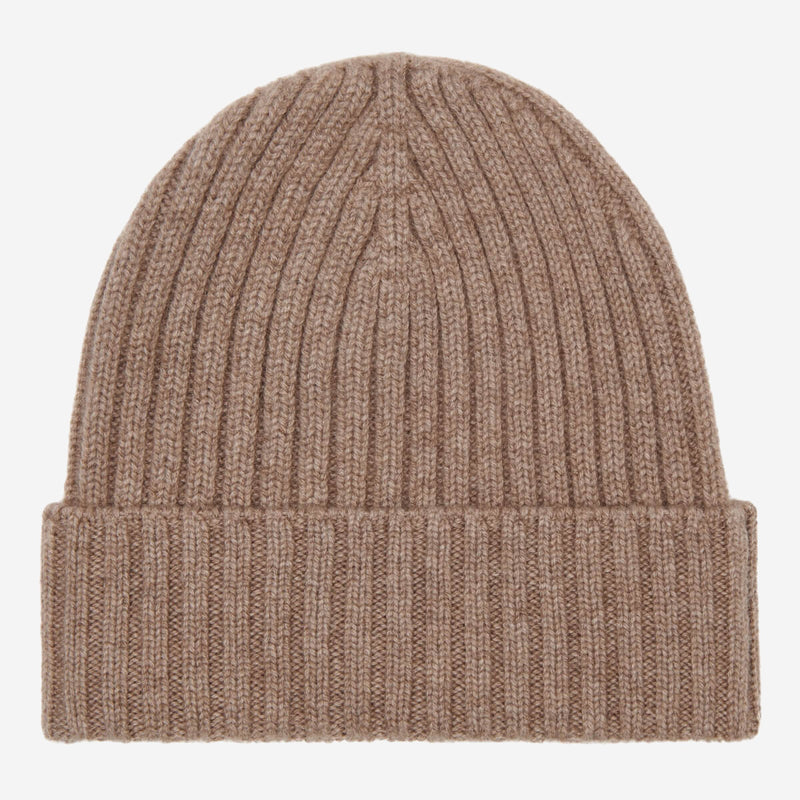 Milano (brown) - 100% cashmere ribbed beanie (unisex)