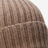 Milano (brown) - 100% cashmere ribbed beanie (unisex)