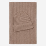 Milano (brown) - 100% cashmere ribbed beanie (unisex)