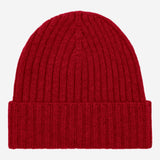 Milano (red) - 100% cashmere ribbed beanie (unisex)