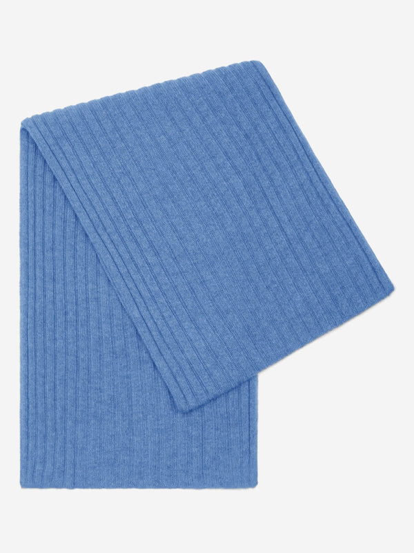 Napoli (light blue) - 100% cashmere ribbed scarf (unisex)