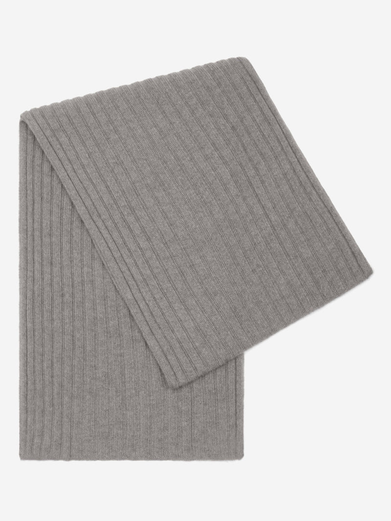 Napoli (light grey) - 100% cashmere ribbed scarf (unisex)