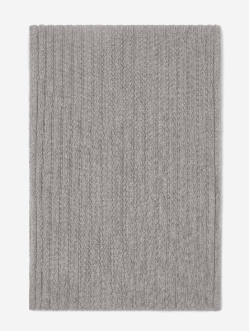 Napoli (light grey) - 100% cashmere ribbed scarf (unisex)