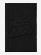 Napoli (black) - 100% cashmere ribbed scarf (unisex)