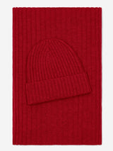 Napoli (red) - 100% cashmere ribbed scarf (unisex)