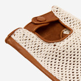 Dario (cognac) - Hand-sewn Italian crochet driving gloves from lambskin leather