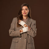 Daniella (cognac) - Hand-sewn Italian crochet driving gloves from lambskin leather