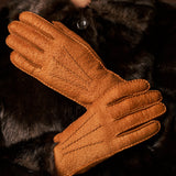 Donatella (brown) – Luxurious Italian peccary leather gloves with cashmere lining