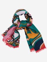 Giorgia (green/pink) - soft and lightweight Italian foulard from pure silk