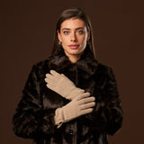 Florentina (sand) - Handmade Italian knitted wool gloves with luxurious cashmere lining