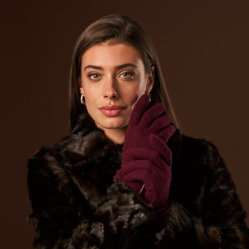 Florentina (red) - Handmade Italian knitted wool gloves with luxurious cashmere lining