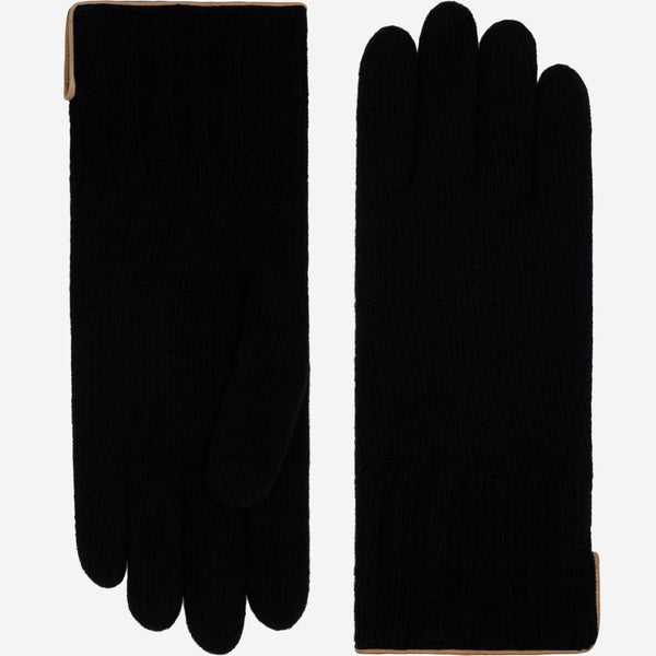 Florentina (black) - Handmade Italian knitted wool gloves with luxurious cashmere lining