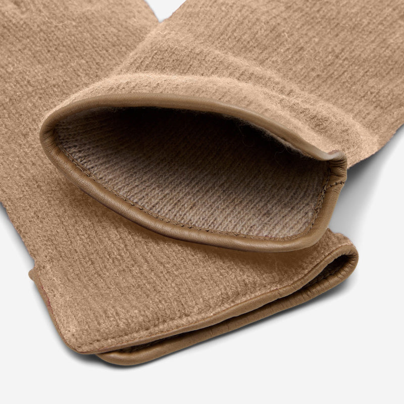 Florentina (sand) - Handmade Italian knitted wool gloves with luxurious cashmere lining