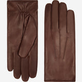 Francesca (brown) - Italian lambskin leather gloves with white fur lining