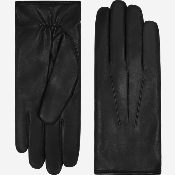 Francesca (black) - Italian lambskin leather gloves with brown fur lining