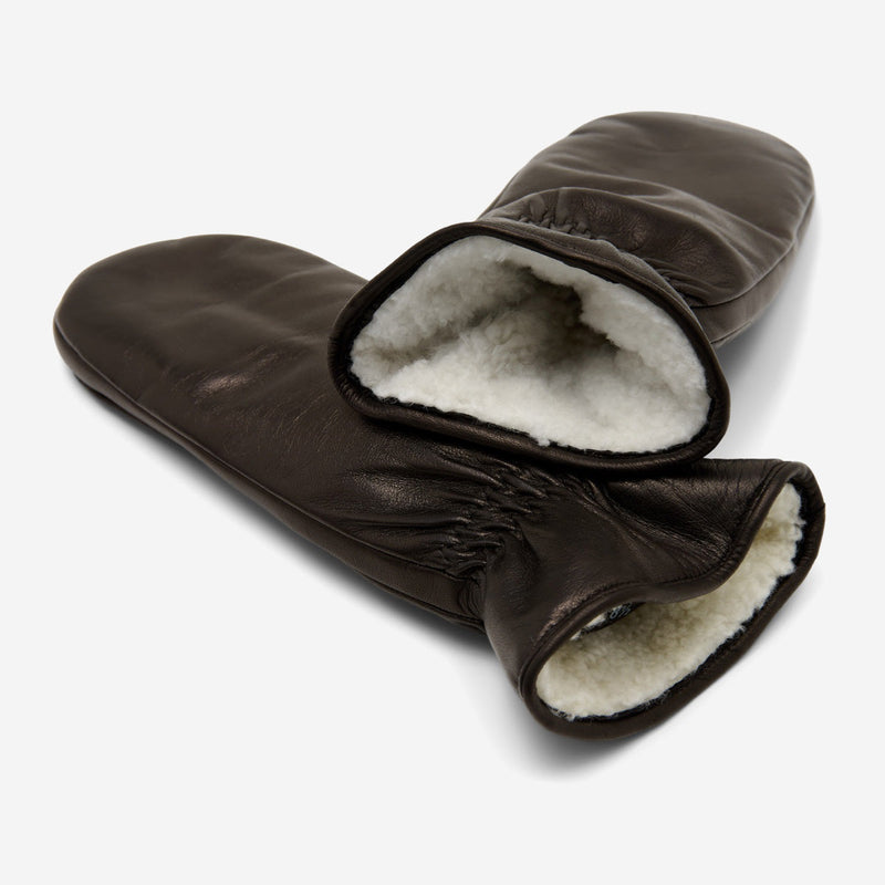 Gianetta (black) – Italian lambskin mittens with luxurious lambswool lining