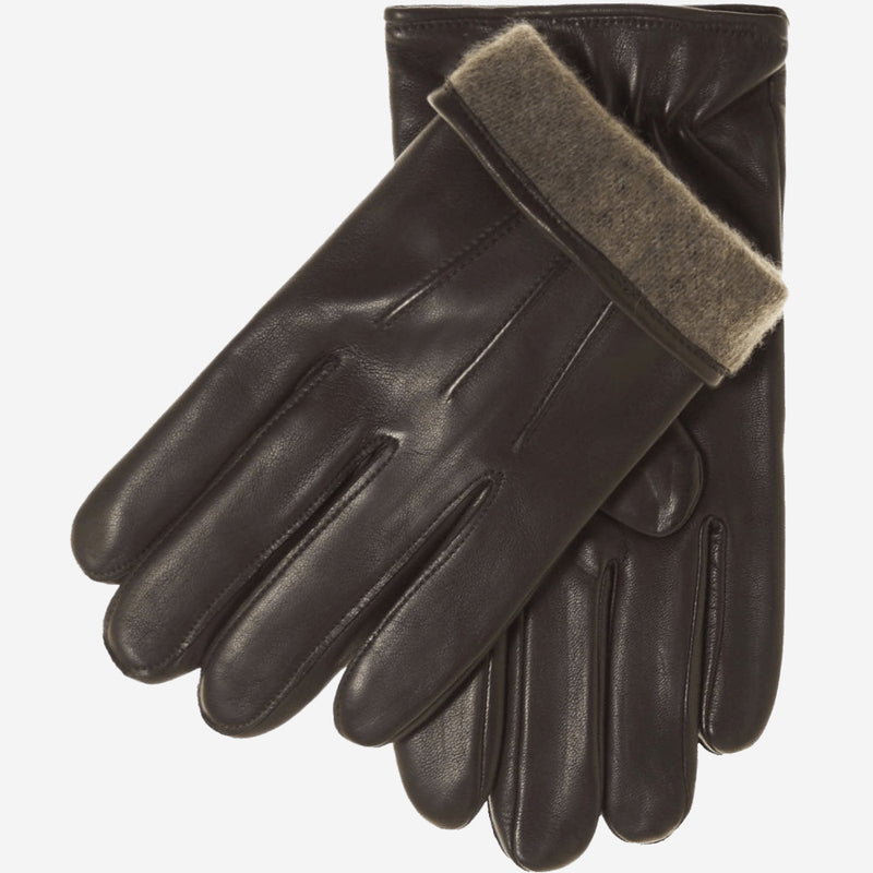 Giovanni (brown) - classic Italian lambskin leather gloves with cashmere lining