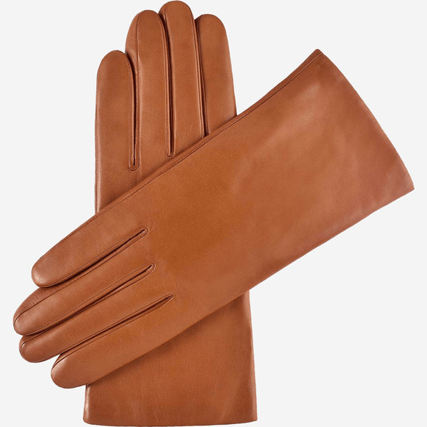 Isabella (cognac) - Italian lambskin leather gloves with cashmere lining & touchscreen feature