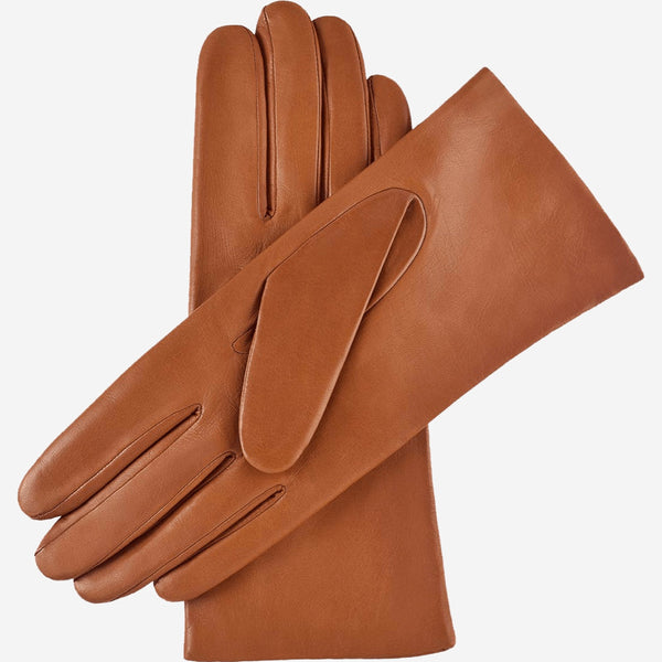 Isabella (cognac) - Italian lambskin leather gloves with cashmere lining