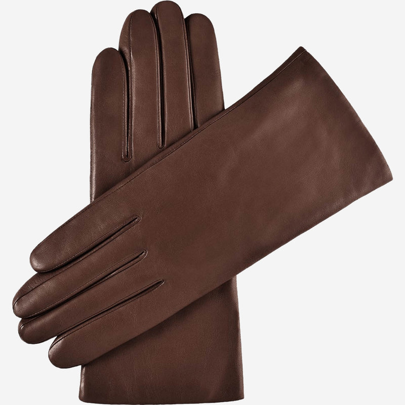 Isabella (brown) - Italian lambskin leather gloves with cashmere lining