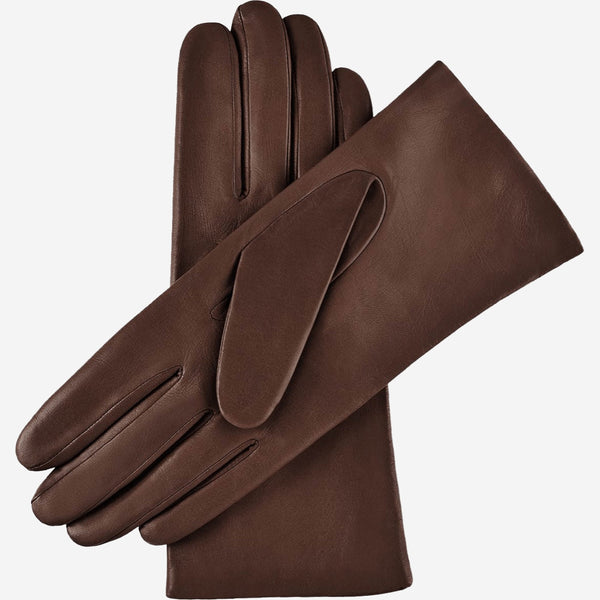 Isabella (brown) - Italian lambskin leather gloves with cashmere lining & touchscreen feature