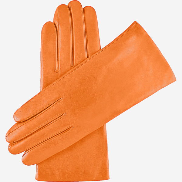 Isabella (orange) - Italian lambskin leather gloves with luxurious cashmere lining