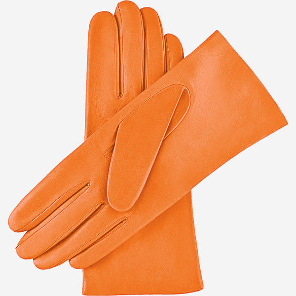 Isabella (orange) - Italian lambskin leather gloves with luxurious cashmere lining