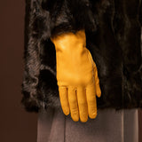 Isabella (yellow) - Italian lambskin leather gloves with luxurious cashmere lining