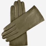 Isabella (green) - Italian lambskin leather gloves with luxurious cashmere lining