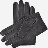 Leonardo (black) - Italian driving gloves made of American deerskin leather