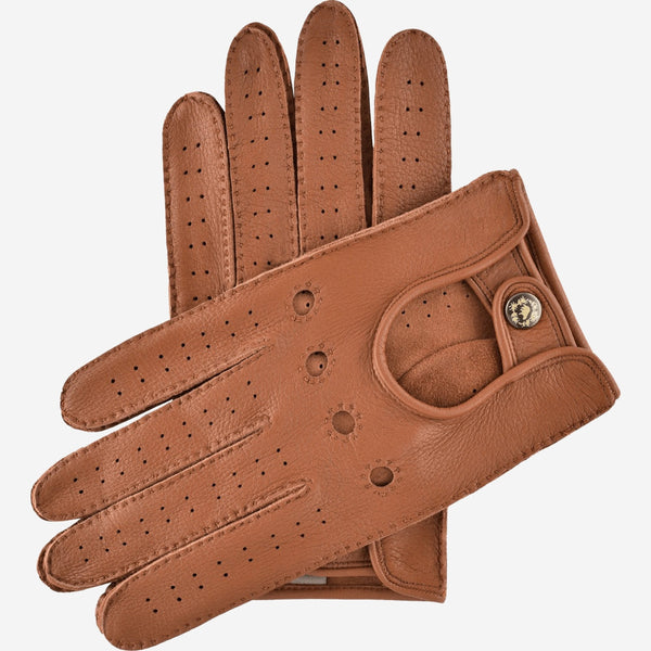 Leonardo (brown) - Italian driving gloves made of American deerskin leather