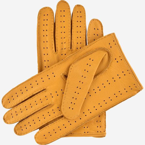 Leonardo (yellow) - Italian driving gloves made of American deerskin leather