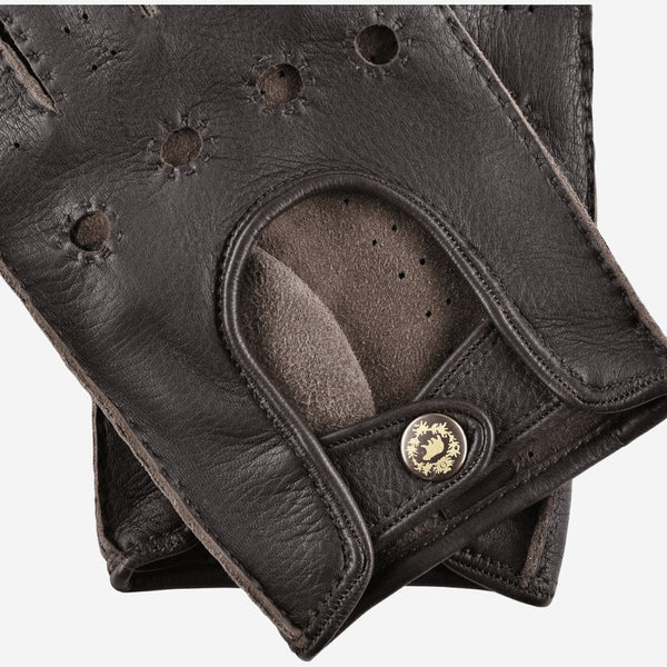 Leonardo (dark brown) - Italian driving gloves made of American deerskin leather