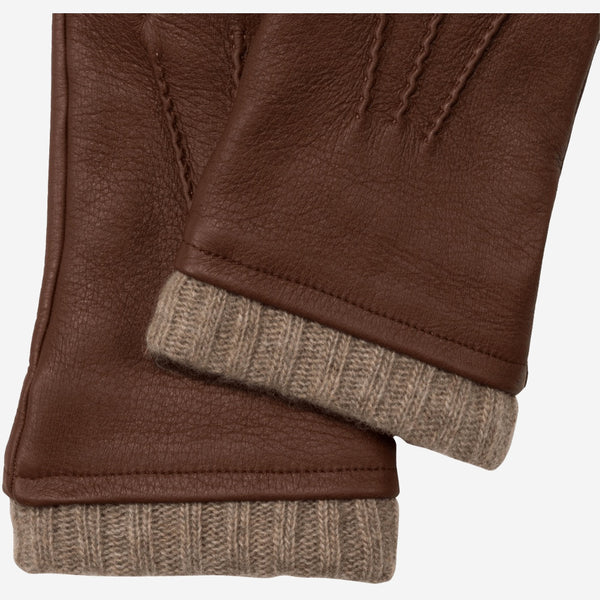 Lorenzo (brown) - Italian gloves made of American deerskin leather with cashmere lining