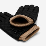 Luca (black) - Italian lambskin leather gloves with cashmere lining and checkered pattern