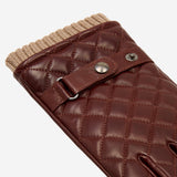 Luca (brown) - Italian lambskin leather gloves with cashmere lining and checkered pattern