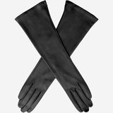 Lucia (black) - Italian unlined 16-button length leather opera gloves